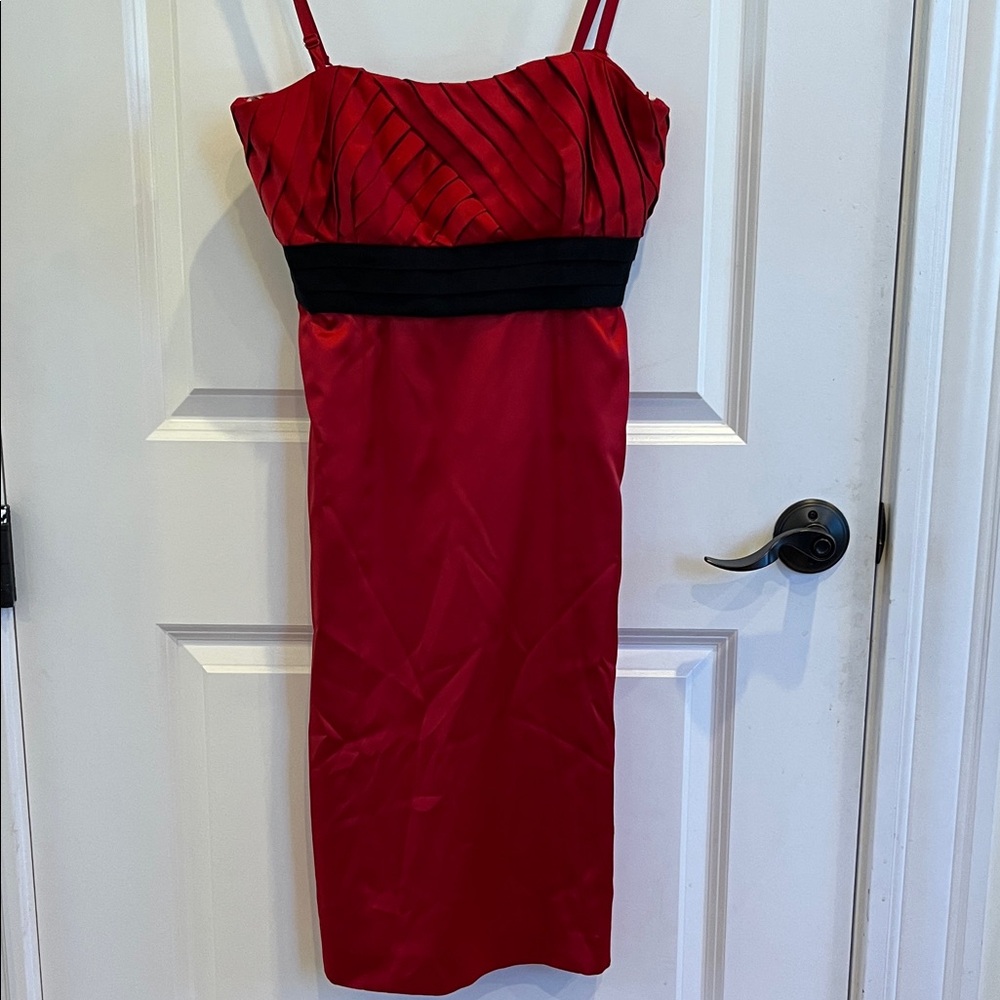 Diana Ferrari Red and Black Midi Dress